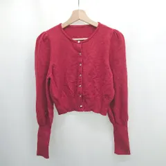 ◇ ⊇ w closet ダブルクローゼット ボタン装飾　ハート 長袖 ニットカーディガン サイズF レッド系 レディース E  【1505290016735】