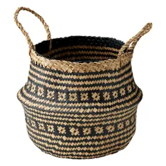 ☆ BLACK ☆ 2WAYバスケット 柄 かご バスケット 持ち手 北欧 柄 収納 2way 荷物入れ プランターカバー ランドリーバスケット 鉢カバー 収納バスケット 小物入れ カゴ 深い 収納ケース おもちゃ収納 おもちゃ入れ 丸型 折りたたみ 折り畳み