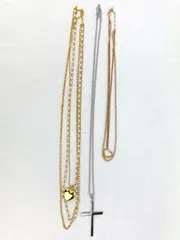 B-5.ネックレスセット　アクセサリー　3連チェーンネックレス　ハート　十字架