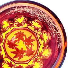 砂切子　紅葉（金赤×オレンジ）