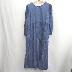 ◇ ⊂ Classical ELF クラシカルエルフ デニム風 長袖 ロング丈 ワンピース サイズM ブルー系 レディース E  【1502030001938】