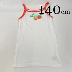 ap0591 KIDS キッズ キャミソール 140 140cm ホワイト 白 タンクトップ ノースリーブ ロゴ 綿100% オレンジ柄 涼しい インナー メッシュ