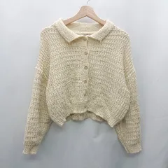 ◇ ⊇ SM2 サマンサ モスモス 襟付き 長袖 ニットカーディガン サイズF ベージュ レディース E  【1412260034692】