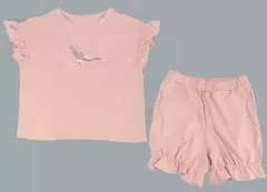 【中古】衣料雑貨 おぱんちゅうさぎ フリルラウンジセット(半袖＆ショートパンツ) ピンク 女性用XLサイズ 「おぱんちゅうさぎ×GU」