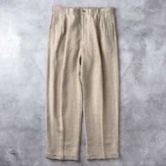 PAPAS パパス リネン ツータック ワイド スラックス パンツ LL
