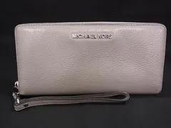 MICHAEL KORS マイケルコース レザー ラウンドファスナー ウォレット 長財布 札入れ 小銭入れ グレー系×シルバー系 DJ3071