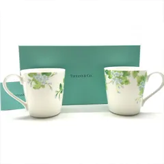 美品 TIFFANY＆Co. ティファニー リーフ フラワー 花柄 ペア マグカップ 食器 箱付き k4884のサムネイル