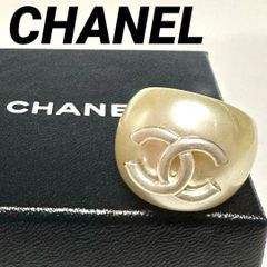 CHANEL シャネル ココマーク プラスチック リング クリーム シルバー