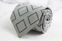 ドミニクフランス スター ブランド ネクタイ シルク 小紋柄 ドット柄 総柄 PO メンズ グレー Dominique France Star 【中古】