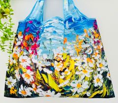 ⭐︎油絵シリーズ　山の菊　折りたたみトート、エコバッグ    大容量　コンパクト