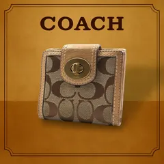 COACH コーチ シグネチャー　2つ折り財布　キャンバス　ブラウン　K082