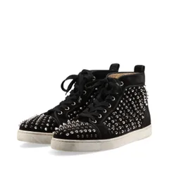Christian Louboutin クリスチャンルブタン LOUIS 1C1S FLAT VEAU VELOURS スパイクスタッズ スエード ハイカットスニーカー メンズ 41 ブラック MADE IN EU