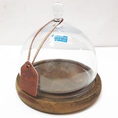 DULTON ダルトン GALASS JAR MIRROIRS ミロワール Sサイズ グラスドーム ガラスドーム ウッドトレイ 円形 革タグ付き ディスプレイ用品 D172Z
