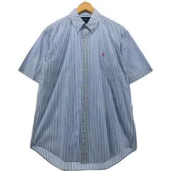 古着 ラルフローレン Ralph Lauren CLASSIC FIT クラシックフィット 半袖 ボタンダウン ストライプシャツ メンズM相当/eaa555153