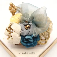 髪飾り １０点セット 京都 西陣 和小物 京あそび MIYAKO ASOBI 枡 水色 成人式 花 和風 浴衣 着物 振袖 袴 七五三 子供 結婚式お呼ばれ 卒業式 入学式 コーム 髪留め 日本製 送料無料 W 95 MU-T7-0791 w720　Si