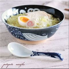丼 美濃焼 白波くじら 6.8寸 ラーメンどんぶり 丼 くじら 20.7cm　 丼　軽量 丼 磁器 陶器 クジラ