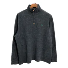 Polo by Ralph Lauren ポロ ラルフローレン ハーフジップ セーター ワンポイントロゴ グレー (メンズ XL) 中古 古着 R4396