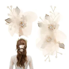 結婚式 夏祭り 卒業式 入学式 発表会 ヘアクリップ 浴衣 和装 ヘアアクセサリー おしゃれ 成人式 子供髪飾り パール クリップ 花 髪留め 髪飾り 2点セット Roczential