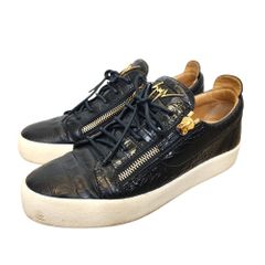 GIUSEPPE ZANOTTI ジュゼッペザノッティ クロコ パテント レザー ローカット スニーカー 43 ブラック