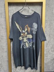 【US古着】90s~00s Wile E. Coyote Rider T-Shirt | ミッドナイト ワイリーコヨーテ ライダー ルーニー・テューンズ キャラクター ビックプリント ビックサイズ チャコールグレー