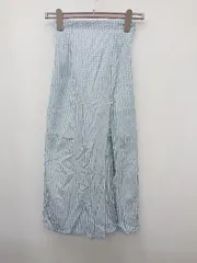 ◇ one after another NICE CLAUP チェック ウエストリボン ロング ナロー スカート サイズF ブルー レディース P  【1308240001917】