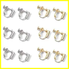 【人気商品】手作り用 DIY 手芸 基礎金具 アクセサリ 縦型 ーパーツ ジュエリー イヤリングコンバーター 耳穴なし ネジバネ式 ピアス 12個入り