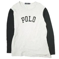 POLO RALPH LAUREN ポロ・ラルフローレン ベースボールTシャツ L グレー/ブラック 長袖 ロングスリーブ フロッキーロゴ トップス g17242
