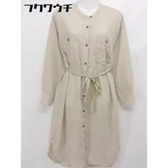 ◇ ◎ AZUL BY MOUSSY アズールバイマウジー ベルト付 長袖 膝下丈 シャツ ワンピース サイズF ベージュ レディース 【1105100016933】のサムネイル