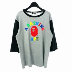 アベイシングエイプ A BATHING APE Tシャツ カットソー 七分袖 マルチ カレッジロゴ アーチロゴ M グレーのサムネイル