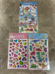 #3Dシール、クリスマス、恐竜、ハート3枚セット
