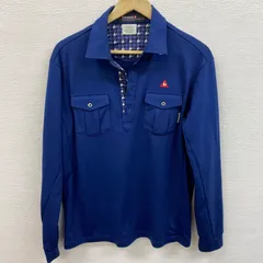 ルコックスポルティフゴルフ　長袖ポロシャツ ネイビー 胸ポケット ロゴ刺しゅう メンズ L ゴルフウェア le coq sportif