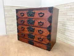 ◆岩谷堂箪笥 民芸家具 4段チェスト 箪笥 整理箪笥 和家具 タンス レトロ 和製アンティーク 収納 時代家具 820 (畑1072)のサムネイル