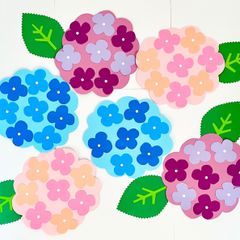 6月壁面　あじさい　６枚セット　保育　高齢者　施設　幼稚園