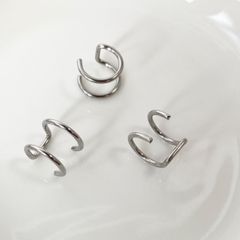 【2個】ステンレス製　デザインイヤーカフパーツ　シルバー　素材