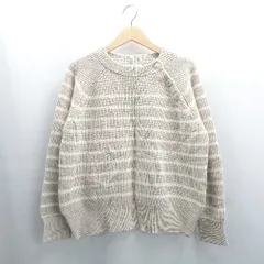 ◇ ⊇ JOURNAL STANDARD ボーダー柄 ウール100% ミドルゲージ 長袖 ニット サイズF アイボリー ベージュ レディース E  【1504240013541】