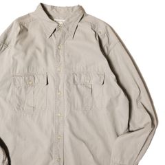 90's バナナリパブリック コットンツイル サファリシャツ 長袖 (XL) カーキ系 無地 バナリパ チノシャツ 90年代 旧タグ オールド アメリカ古着 USED ビンテージ ヴィンテージ