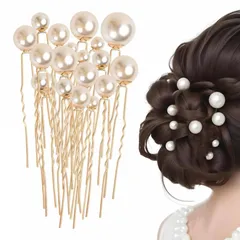 【人気商品】撮影普段使いおしゃれ 花嫁 和装 成人式 結婚式卒業式 ヘアクリップヘアアクセサリーパーティ ギフトゴールド 本入り髪留め 髪飾りパールピン5サイズ18 ヘアピンパール Ｕピン YFFSFDC