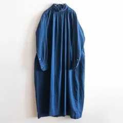袖丈50【極美品】45r 秋風カディのドレス ブルー ワンピース 近年モデル コットン
