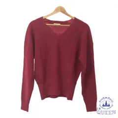 ☆美品☆ earth music&ecology アースミュージックアンドエコロジー トップス ニット セーター 長袖 Ｖネック レディース ワインレッド F 901-15878 送料無料 古着