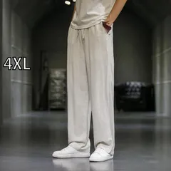 [4XL] メンズ ファッション 服 男性用 オシャレ シンプル 大人 かっこいい 大きいサイズ ストリート 紳士服 夏 リネン パンツ 唐 スーツ ストレート ストレッチ ウエスト コットンリネン カジュアル