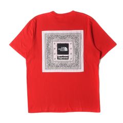 Supreme シュプリーム Tシャツ サイズ:L / 22SS THE NORTH FACE バンダナ パッチ クルーネック Tシャツ (Bandana Tee) / レッド / トップス カットソー 半袖 / コラボ【メンズ】【中古】
