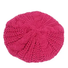 ベレー帽 ニット帽子 編み  キャップ 冬 女性 レディースピンクP_0