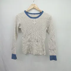 ◇ ⊇ INTER PLANET インタープラネット リブニット 長袖 丸首リブカットソー サイズF ベージュ系 レディース E  【1505290041591】