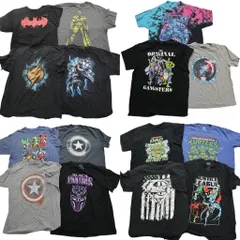 古着卸 まとめ売り マーベル DCコミック 半袖Tシャツ 15枚セット (メンズ XL ) キャプテンアメリカ バットマン 中古 古着 NB0652