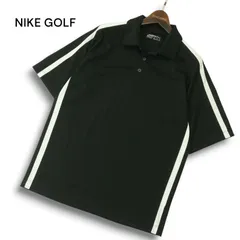 NIKE GOLF ナイキ ゴルフ 春夏 ロゴ刺繍★ ライン FIT DRY 吸汗速乾 半袖 ポロシャツ Sz.M メンズ 黒