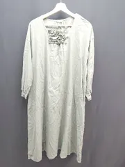 ◇ Samansa Mos プルオーバー　フリル　オーバーサイズ 長袖 ロング ワンピース サイズFREE ダークグリーン レディース E  【1309250022862】