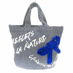 ランバンオンブルー LANVIN en Bleu ハンドバッグ ストライプ プリント リボン ミニ 紺 ネイビー /AEのサムネイル