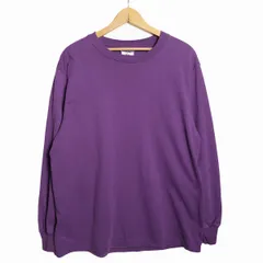 90's USA製 ジャージーズ クルーネック ロングスリーブ Tシャツ 長袖 (L) 紫 無地 ロンT 90年代 アメリカ製 旧タグ オールド　アメリカ古着 USED  ビンテージ ヴィンテージ