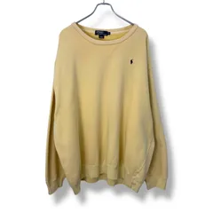 90s Polo by Ralph Lauren Logo Sweat 90年代 ラルフローレン ポニー ロゴ クルーネック スウェット イエロー 前V