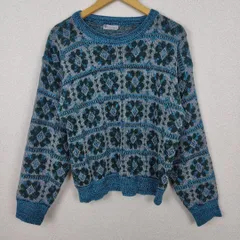 90s Rock Canyon ロックキャニオン ニットセーター ノルディック柄 総柄 ブルー メンズ 古着 ヴィンテージ アメカジ